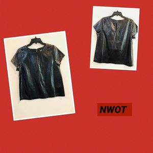 BANANA REPUBLIC PERFORATED FAUX LEATHER TOP